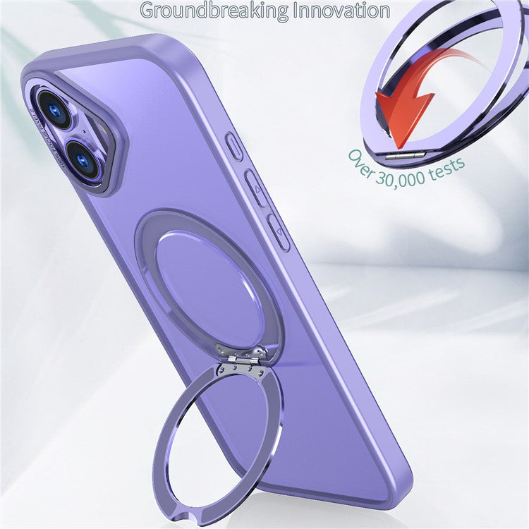 For iPhone 16 Case TPU+Acrylic Kickstand Magnetic Phone Cover - Light Purple