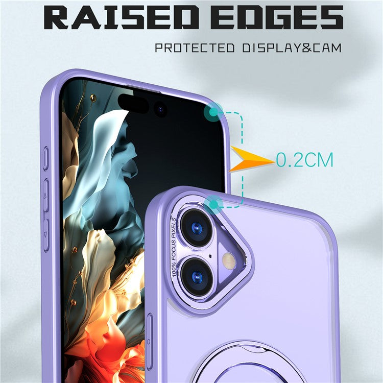 For iPhone 16 Case TPU+Acrylic Kickstand Magnetic Phone Cover - Light Purple