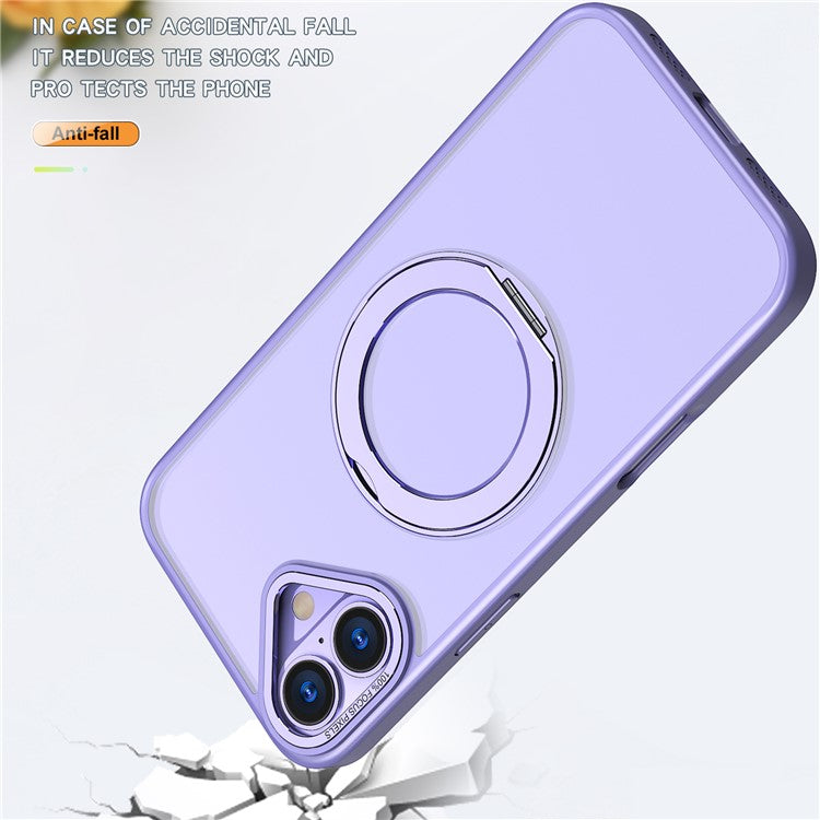 For iPhone 16 Case TPU+Acrylic Kickstand Magnetic Phone Cover - Light Purple