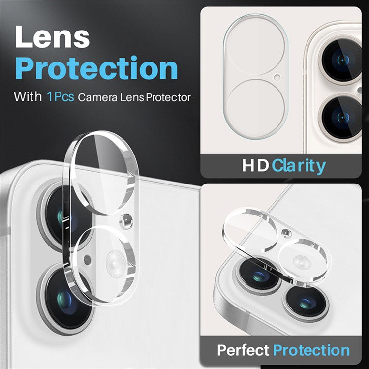 NORTHJO For iPhone 16 Case Transparent PC+TPU Phone Cover Set with Screen Film, Lens Film