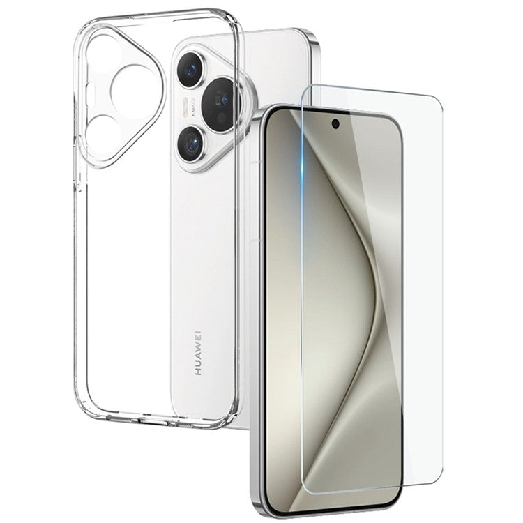 NORTHJO For Huawei Pura 70 Case Clear Soft TPU Phone Cover with Tempered Glass Film