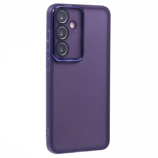 DKSM Series For Samsung Galaxy A34 5G Case Electroplated Camera Frame TPU Phone Cover - Transparent Purple