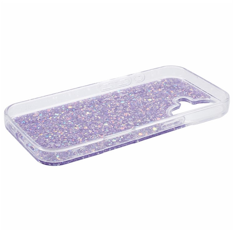 For iPhone 16 Plus Case Protective Soft TPU Phone Cover with Glittery Surface - Purple