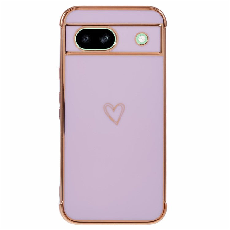 For Google Pixel 8a Case Love Heart TPU Shockproof Protective Phone Cover - Purple
