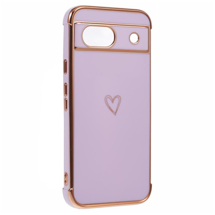 For Google Pixel 8a Case Love Heart TPU Shockproof Protective Phone Cover - Purple