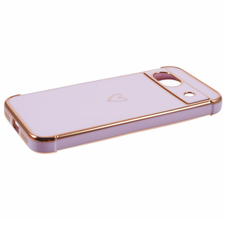 For Google Pixel 8a Case Love Heart TPU Shockproof Protective Phone Cover - Purple