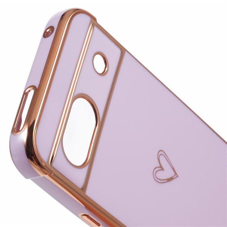 For Google Pixel 8a Case Love Heart TPU Shockproof Protective Phone Cover - Purple