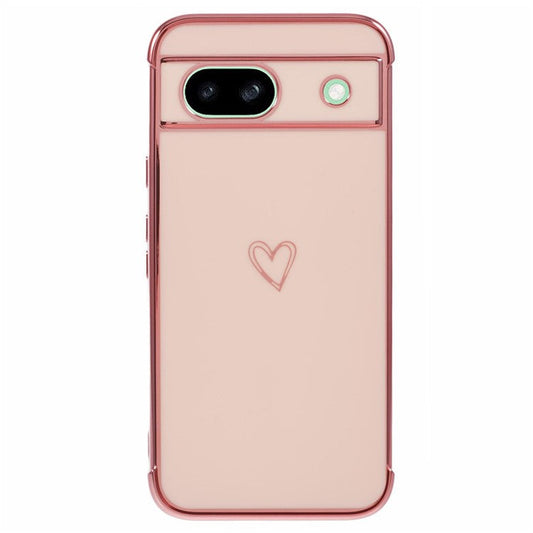 For Google Pixel 8a Case Love Heart TPU Shockproof Protective Phone Cover - Pink