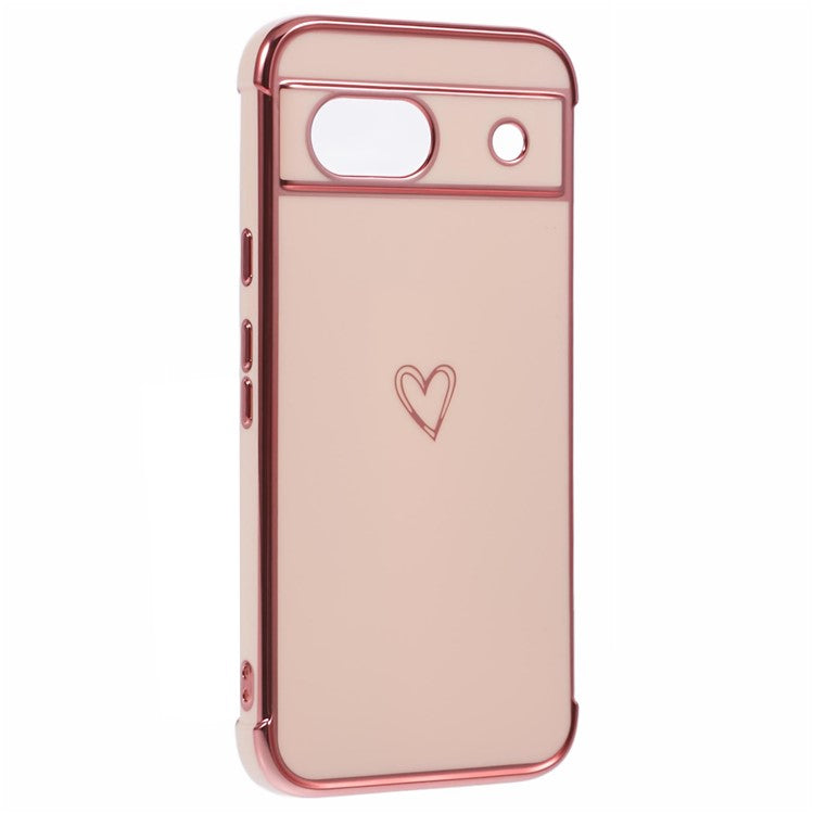 For Google Pixel 8a Case Love Heart TPU Shockproof Protective Phone Cover - Pink