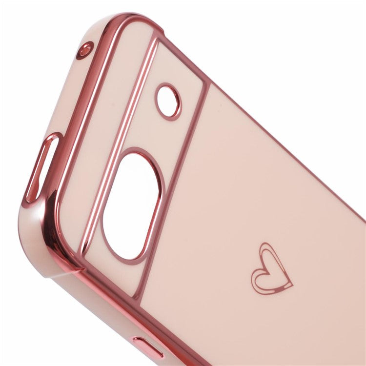 For Google Pixel 8a Case Love Heart TPU Shockproof Protective Phone Cover - Pink