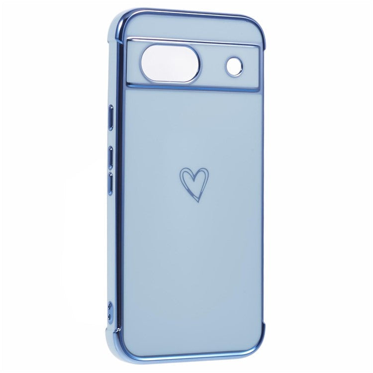 For Google Pixel 8a Case Love Heart TPU Shockproof Protective Phone Cover - Blue