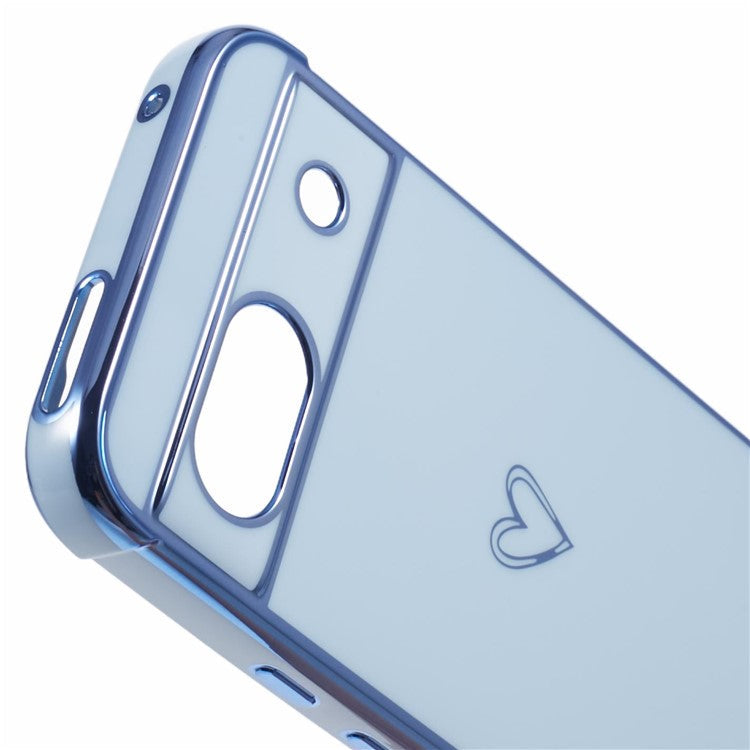 For Google Pixel 8a Case Love Heart TPU Shockproof Protective Phone Cover - Blue