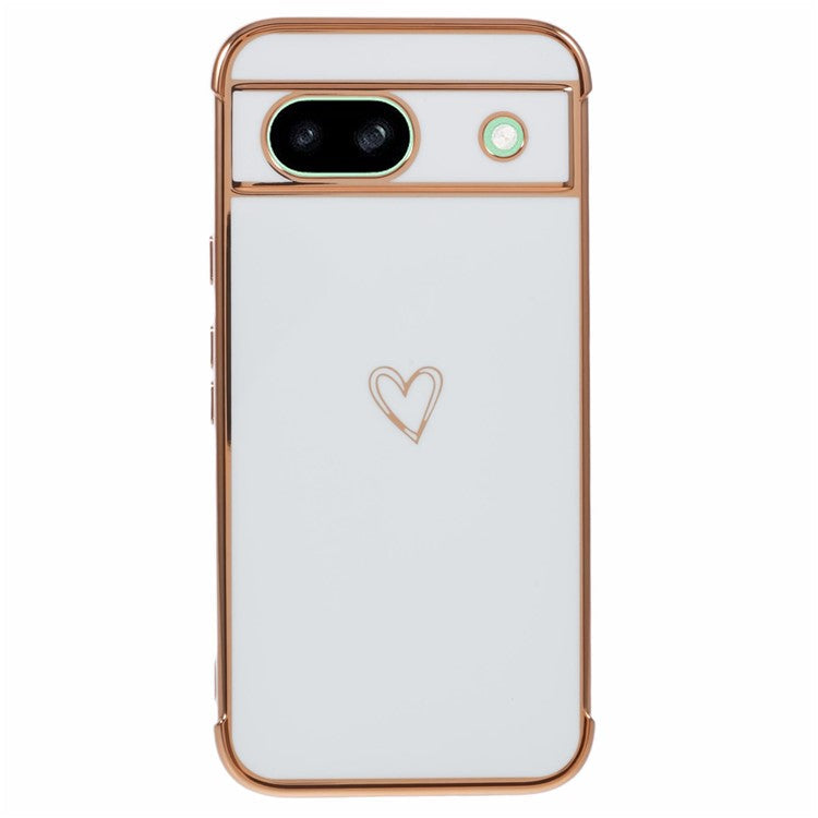 For Google Pixel 8a Case Love Heart TPU Shockproof Protective Phone Cover - Ivory White