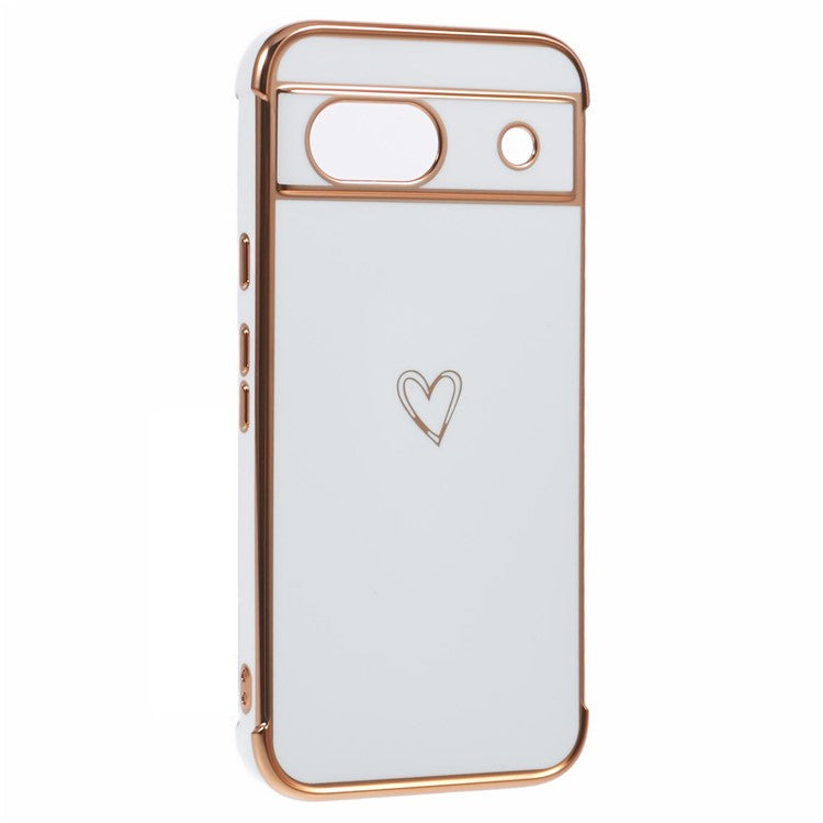 For Google Pixel 8a Case Love Heart TPU Shockproof Protective Phone Cover - Ivory White