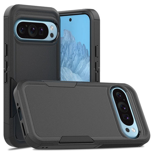 For Google Pixel 9 / 9 Pro Phone Case Shockproof 2-in-1 PC+TPU Cover - Black