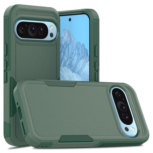 For Google Pixel 9 / 9 Pro Phone Case Shockproof 2-in-1 PC+TPU Cover - Dark Green