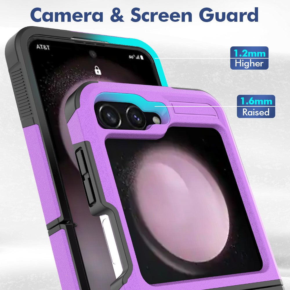 For Samsung Galaxy Z Flip7 FE 5G / Z Flip6 5G / Z Flip5 5G Phone Case 2-in-1 PC+TPU Shockproof Cover - Purple