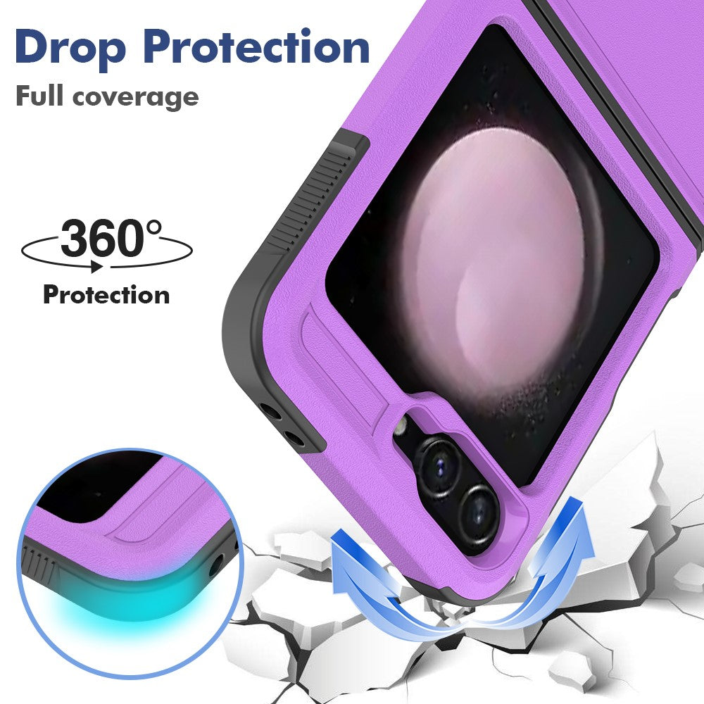 For Samsung Galaxy Z Flip7 FE 5G / Z Flip6 5G / Z Flip5 5G Phone Case 2-in-1 PC+TPU Shockproof Cover - Purple