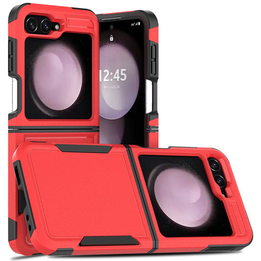 For Samsung Galaxy Z Flip7 FE 5G / Z Flip6 5G / Z Flip5 5G Phone Case 2-in-1 PC+TPU Shockproof Cover - Red