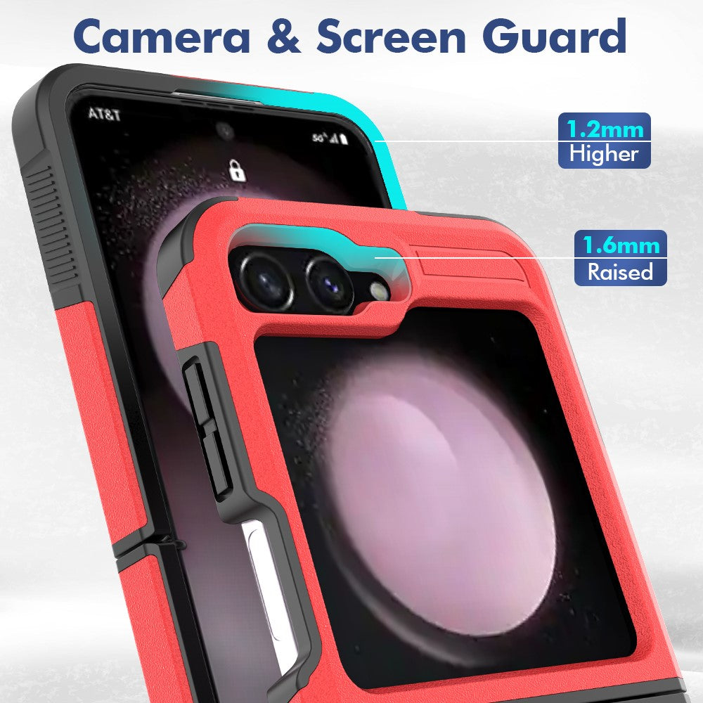 For Samsung Galaxy Z Flip7 FE 5G / Z Flip6 5G / Z Flip5 5G Phone Case 2-in-1 PC+TPU Shockproof Cover - Red