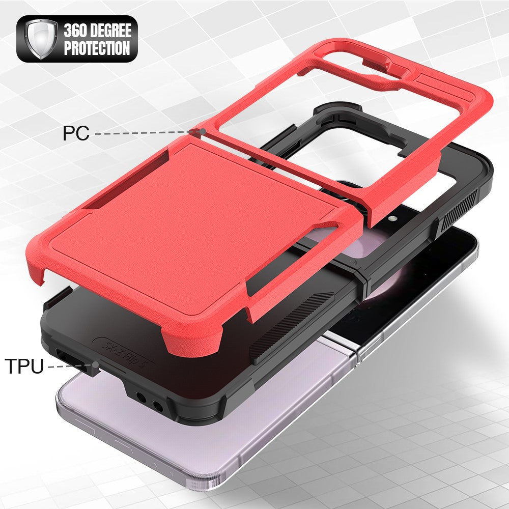 For Samsung Galaxy Z Flip7 FE 5G / Z Flip6 5G / Z Flip5 5G Phone Case 2-in-1 PC+TPU Shockproof Cover - Red