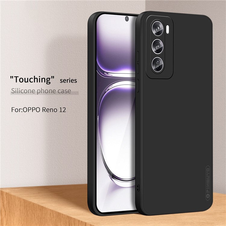 PINWUYO JK Touching Series For Oppo Reno12 5G (Global) Case Silk Touch Soft TPU Phone Cover - Black
