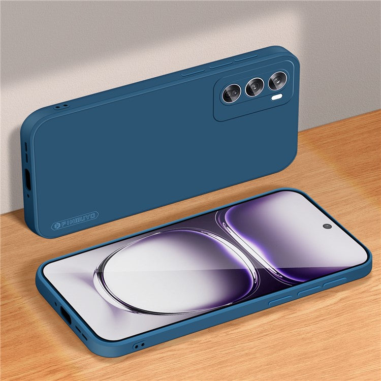 PINWUYO JK Touching Series For Oppo Reno12 Pro 5G (Global) TPU Case Fiber Lining Phone Cover - Navy Blue