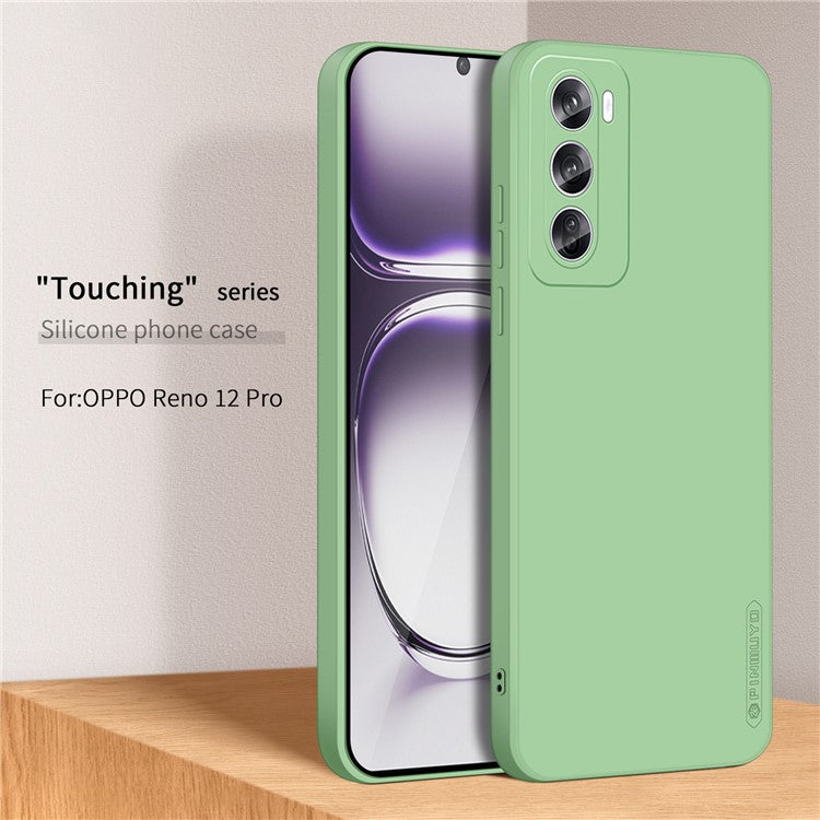 PINWUYO JK Touching Series For Oppo Reno12 Pro 5G (Global) TPU Case Fiber Lining Phone Cover - Matcha Green