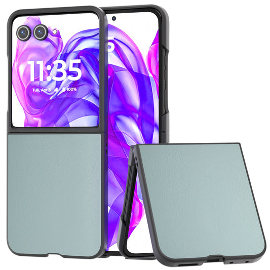 For Motorola Razr 50 Ultra 5G Case Black Edge Leather+PC Folding Phone Cover - Baby Blue