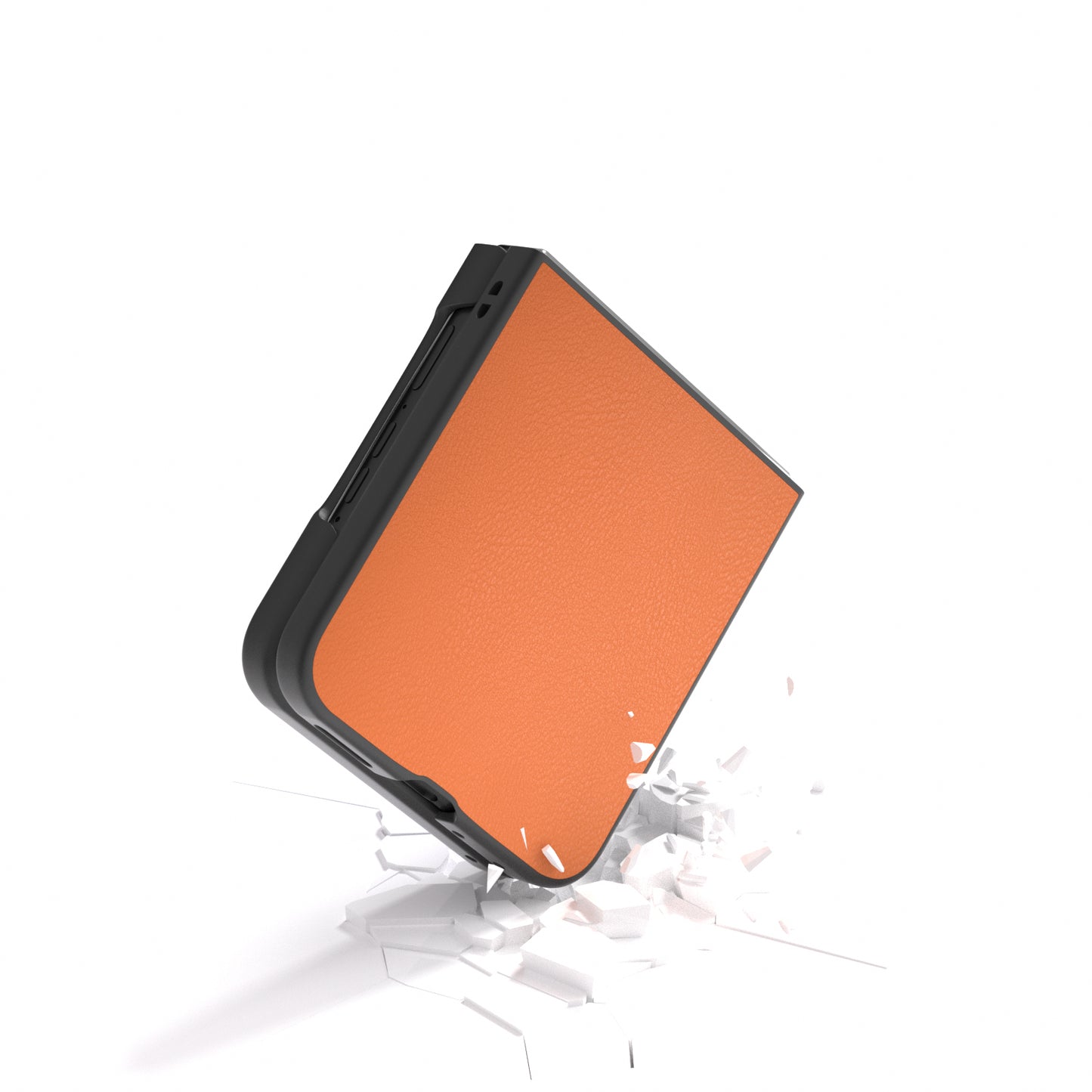 For Motorola Razr 50 Ultra 5G Case Black Edge Leather+PC Folding Phone Cover - Orange