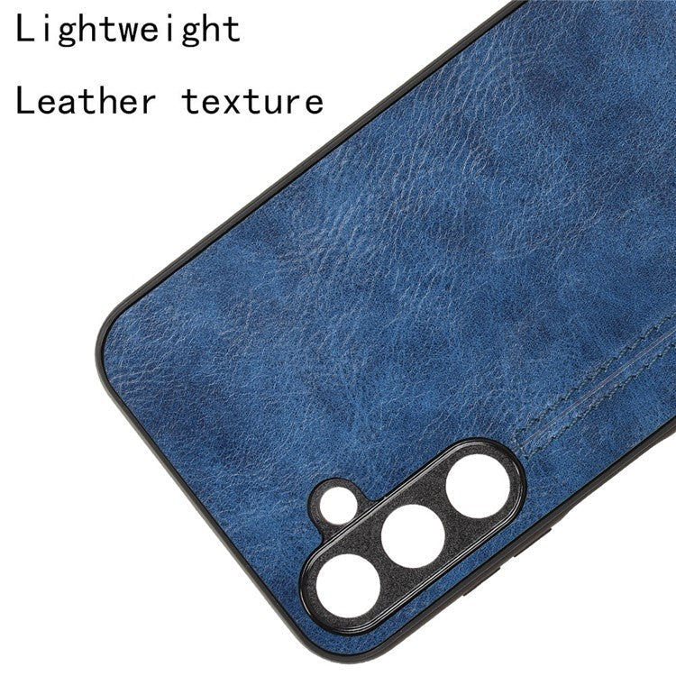 For Samsung Galaxy M15 5G Case Leather Coated PC+TPU Cover Stitching Line - Blue