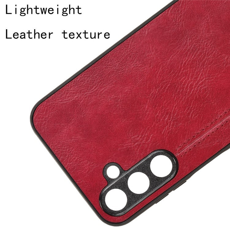 For Samsung Galaxy M15 5G Case Leather Coated PC+TPU Cover Stitching Line - Red
