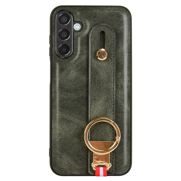 For Samsung Galaxy M15 5G Case Bottle Opener Wristband Leather+PC+TPU Phone Cover - Green