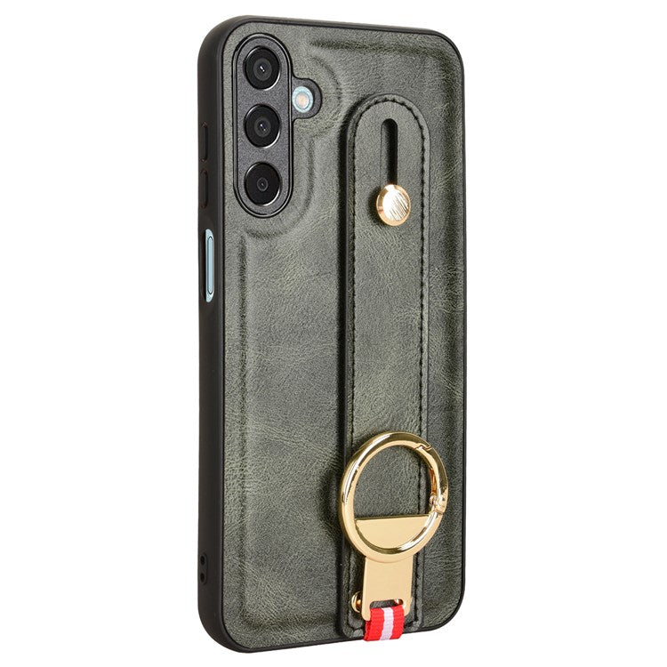 For Samsung Galaxy M15 5G Case Bottle Opener Wristband Leather+PC+TPU Phone Cover - Green