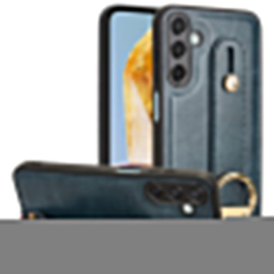 For Samsung Galaxy M15 5G Case Bottle Opener Wristband Leather+PC+TPU Phone Cover - Blue