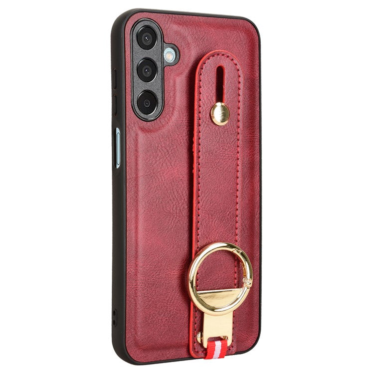 For Samsung Galaxy M15 5G Case Bottle Opener Wristband Leather+PC+TPU Phone Cover - Red