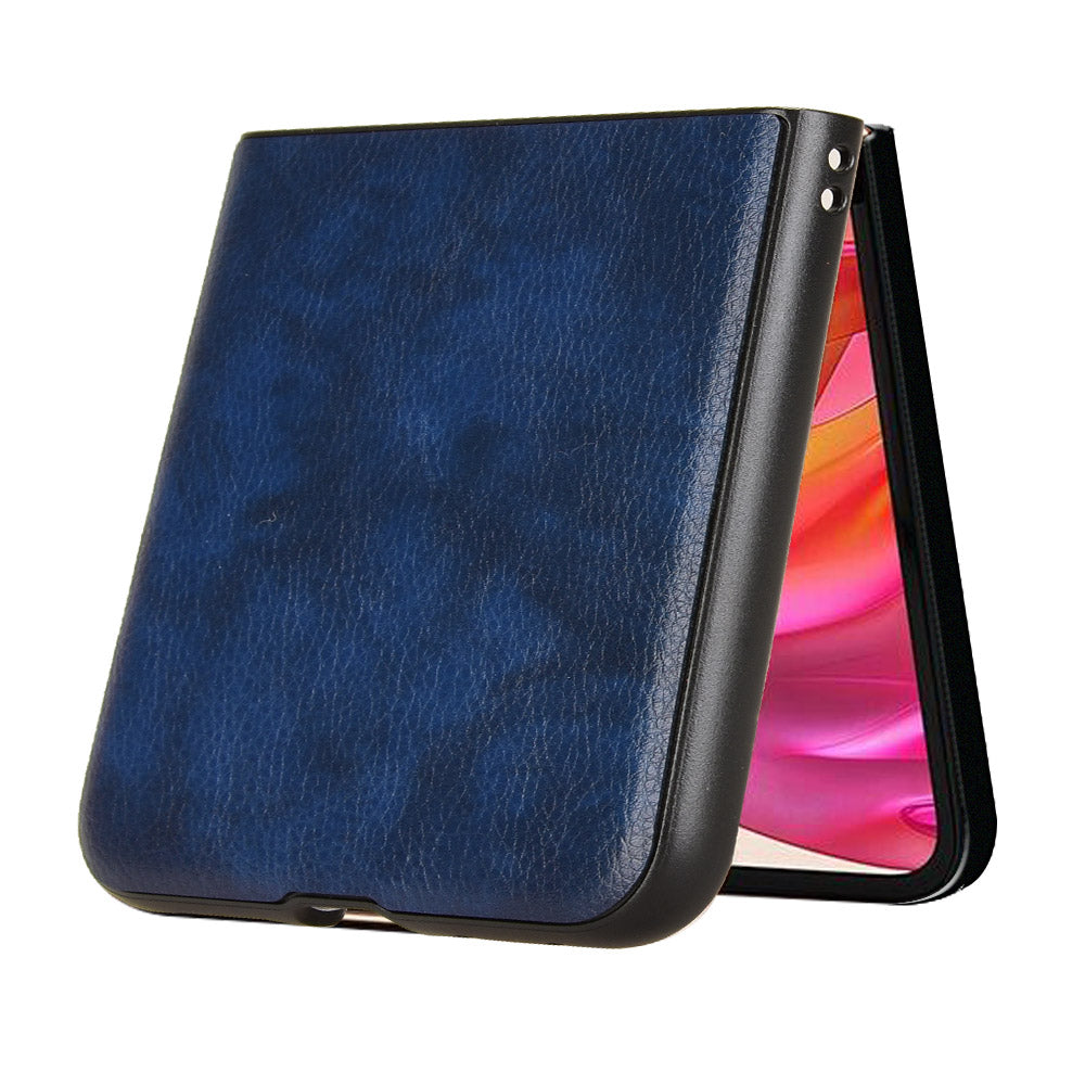 For Motorola Razr 50 Ultra 5G Case Litchi Texture Leather PC Phone Cover - Blue