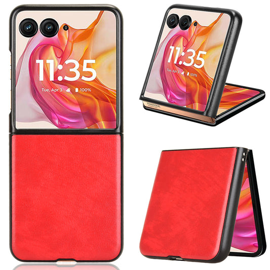 For Motorola Razr 50 Ultra 5G Case Litchi Texture Leather PC Phone Cover - Red