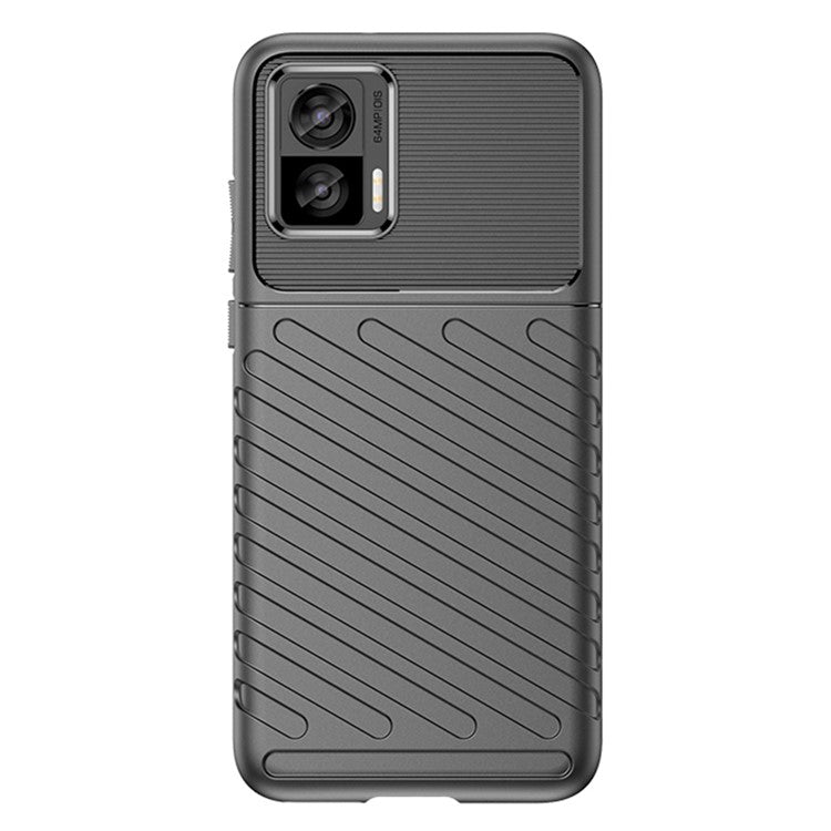 For Motorola Edge 30 Neo 5G Thunder Series Anti-drop Thickened TPU Back Cover Twill Texture Phone Case - Black