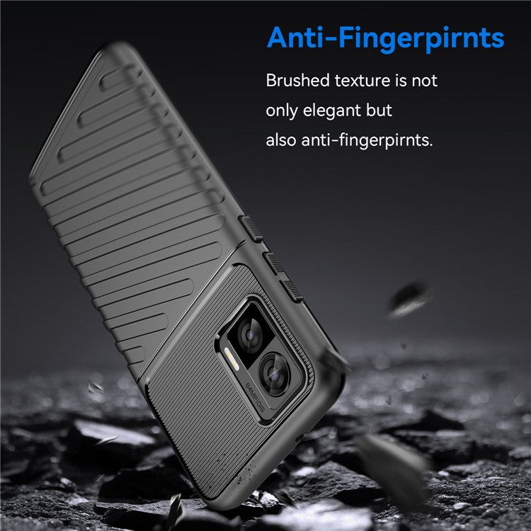 For Motorola Edge 30 Neo 5G Thunder Series Anti-drop Thickened TPU Back Cover Twill Texture Phone Case - Black