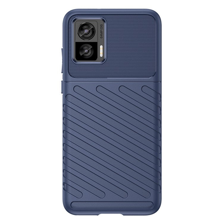 For Motorola Edge 30 Neo 5G Thunder Series Anti-drop Thickened TPU Back Cover Twill Texture Phone Case - Blue