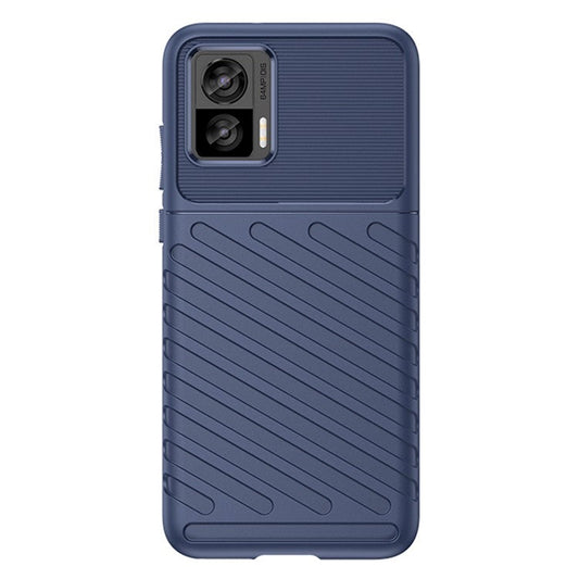 For Motorola Edge 30 Neo 5G Thunder Series Anti-drop Thickened TPU Back Cover Twill Texture Phone Case - Blue