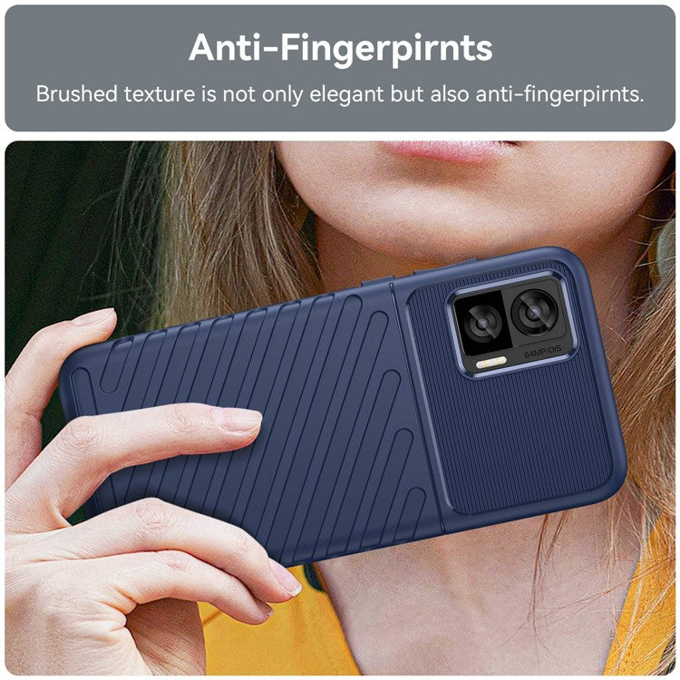 For Motorola Edge 30 Neo 5G Thunder Series Anti-drop Thickened TPU Back Cover Twill Texture Phone Case - Blue