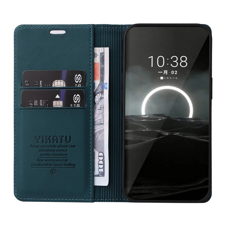 YIKATU YK-001 For Huawei Pura 70 Case Leather Phone Cover Card Slot Stand Strong Magnetic - Green