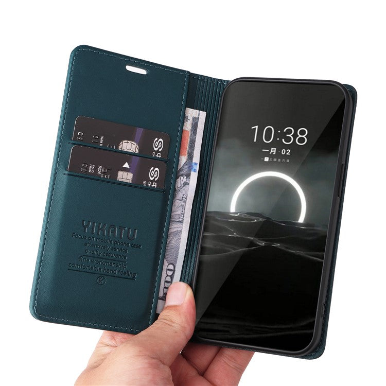 YIKATU YK-001 For Huawei Pura 70 Case Leather Phone Cover Card Slot Stand Strong Magnetic - Green