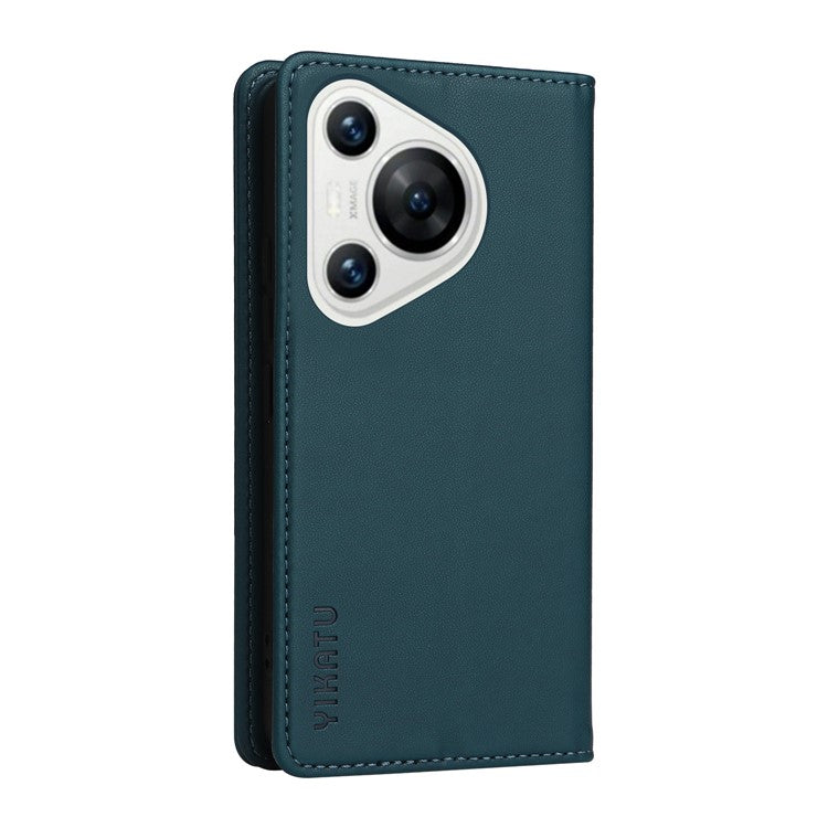 YIKATU YK-001 For Huawei Pura 70 Case Leather Phone Cover Card Slot Stand Strong Magnetic - Green