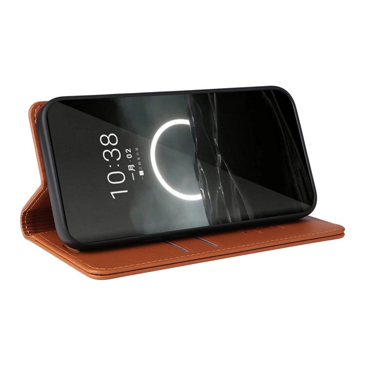 YIKATU YK-001 For Huawei Pura 70 Case Leather Phone Cover Card Slot Stand Strong Magnetic - Brown