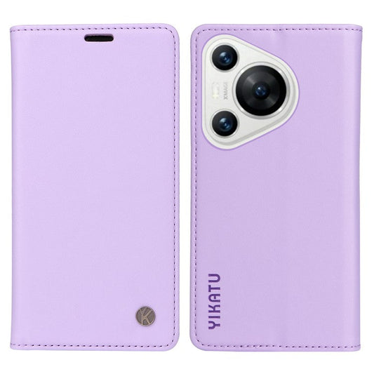 YIKATU YK-001 For Huawei Pura 70 Case Leather Phone Cover Card Slot Stand Strong Magnetic - Light Purple