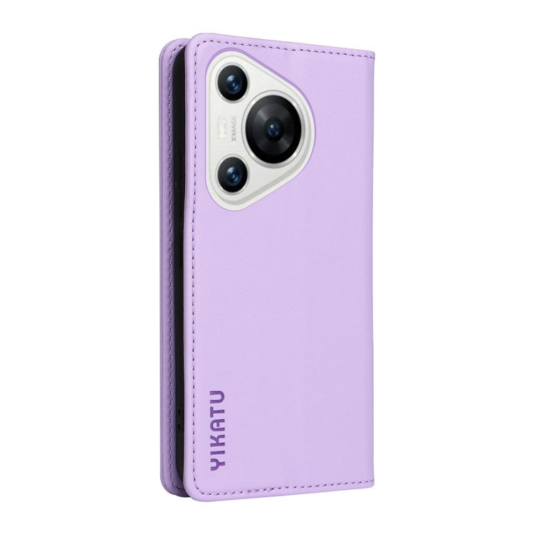 YIKATU YK-001 For Huawei Pura 70 Case Leather Phone Cover Card Slot Stand Strong Magnetic - Light Purple