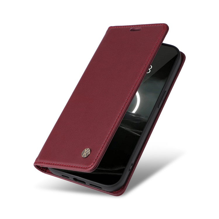 YIKATU YK-001 For Huawei Pura 70 Case Leather Phone Cover Card Slot Stand Strong Magnetic - Wine Red